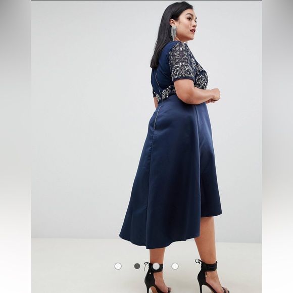 Lovedrobe Luxe (ASOS) Embellished V-Neck Midi Dress (US Size 28) - Picture 3 of 13